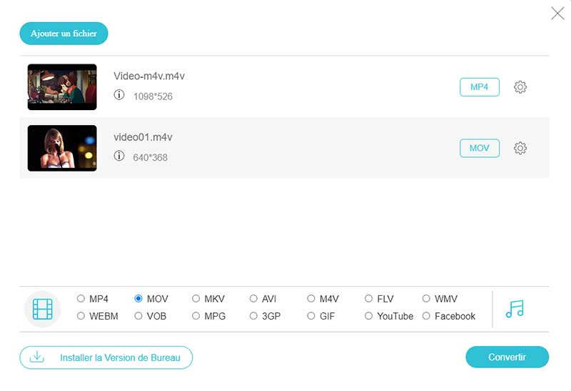 Ajouter des fichiers M4V