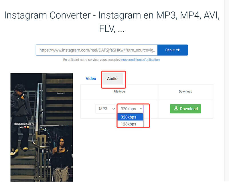 Définir la qualité de l'audio