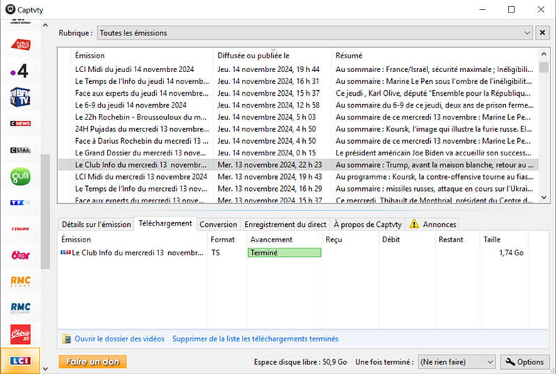 Télécharger la vidéo avec Captvty