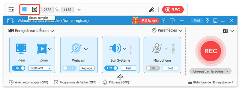 Régler la zone de l’écran