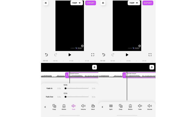 Découpeur MP3 de l'interface FilmoraGo