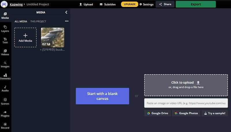Charger une video dans Kapwing
