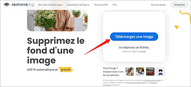 Importer l'image dans removebg