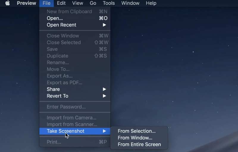Capture d'écran avec aperçu