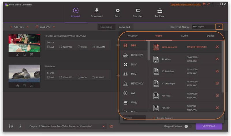 Convertisseur vidéo HD Wondershare