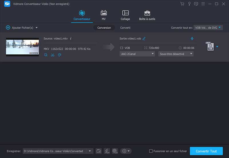 Convertir MKV en VOB