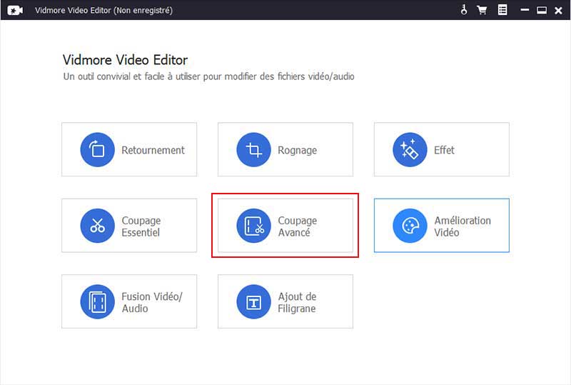 Sélectionner l'outil Coupage Avancé